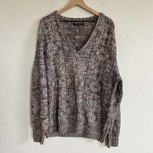 Vintage Puritan Sweater 3-D Knit V-Neck Pastel Pullover Dad Grandpa